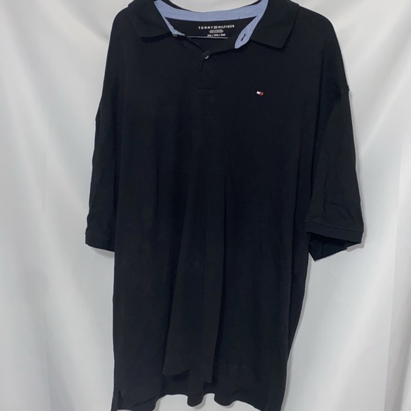 Tommy Hilfiger Black Polo Shirt with Iconic Logo MENS SIZE 3XL CHAMBRAY LINED - Picture 6 of 11
